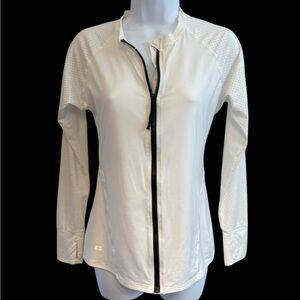 Beach House White Long Sleeve Fitted Mandarin Collar Jacket